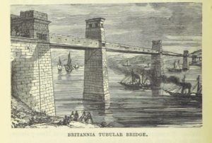 engraving of the Britannia Tubular Bridge over the Menai Strait
